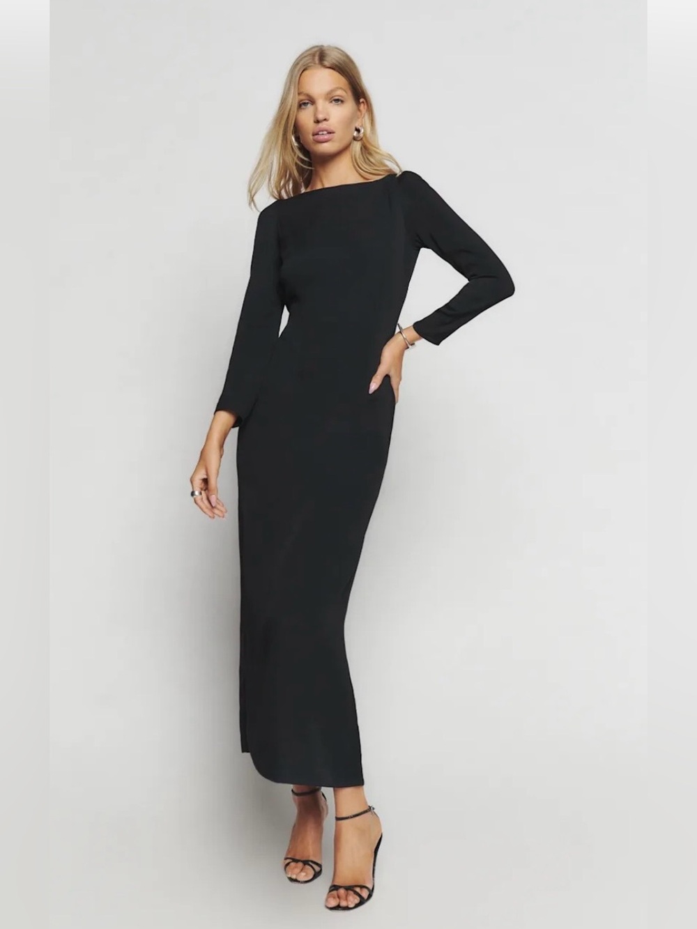 Reformation Black Long Sleeve Maxi Dress